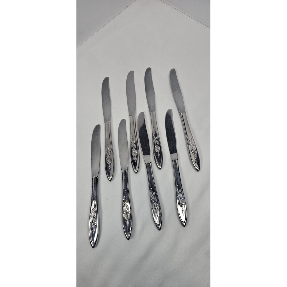 Oneida Community MY ROSE Stainless Flatware set of‎ 8 Dinner Knives 8 1/2"